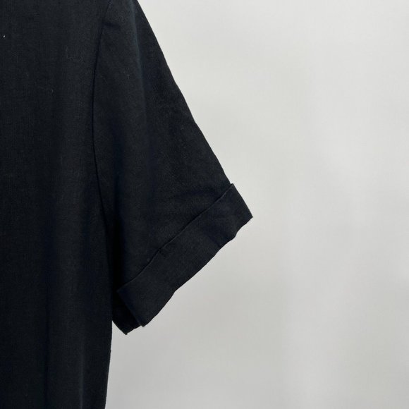 Quince Women's Black European Linen Short Sleeve Swing Dress sz S Buttons NWT - Picture 5 of 6